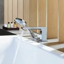 Hansgrohe Metropol Chrome Single Lever 3-Hole Rim-Mounted Bath Mixer Tap -HANSGROHE Shop hansgrohe metropol chrome single lever 3 hole rim mounted bath mixer tap p31106 179312 image