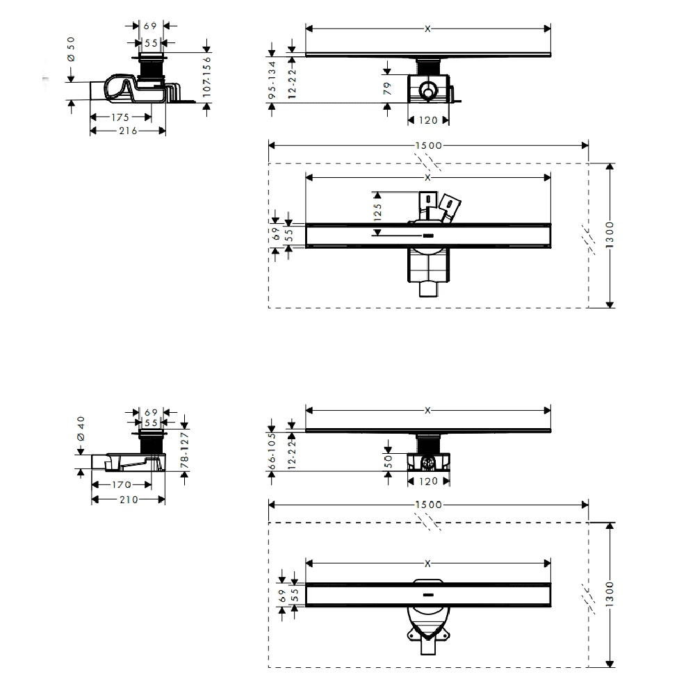 Hansgrohe RainDrain Allround 700 Brushed Stainless Steel Complete Shower Drain Set 2 Hansgrohe RainDrain Allround 700 Brushed Stainless Steel Complete Shower Drain Set - Image 2