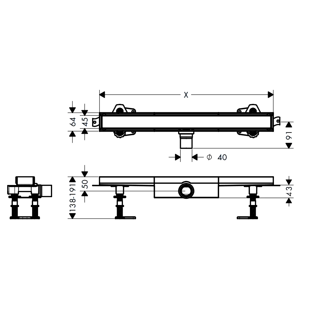 Hansgrohe RainDrain Compact 1000 Complete Shower Drain Set Tileable For Flat Installation 2 Hansgrohe RainDrain Compact 1000 Complete Shower Drain Set Tileable For Flat Installation - Image 2