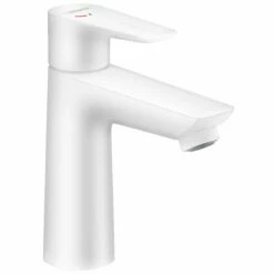 Hansgrohe Talis E Matt White Basin Mixer Tap 100 CoolStart Without Waste