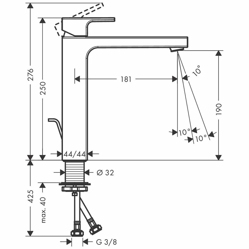 Hansgrohe Vernis Shape Matt Black Lever Basin Mixer Tap 190 With Pop-Up Waste 2 Hansgrohe Vernis Shape Matt Black Lever Basin Mixer Tap 190 With Pop-Up Waste - Image 2