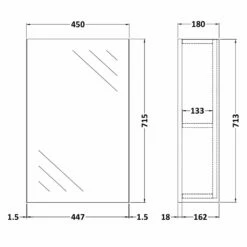Hudson Reed Athena Gloss Grey Mist 450mm Single Mirror Cabinet (180mm Deep) - OFG416 -HANSGROHE Shop hudson reed athena gloss grey mist 450mm single mirror cabinet 180mm deep ofg416 p36194 175905 image