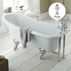 Hudson Reed Brockley 1500mm Single Ended Freestanding Bath & Pride Leg Set