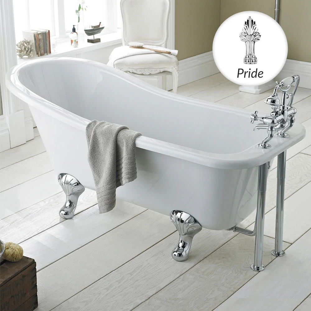 Hudson Reed Brockley 1500mm Single Ended Freestanding Bath & Pride Leg Set 1 Hudson Reed Brockley 1500mm Single Ended Freestanding Bath & Pride Leg Set