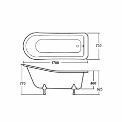 Hudson Reed Brockley 1700mm Single Ended Freestanding Bath & Deacon Leg Set -HANSGROHE Shop hudson reed brockley 1700mm single ended freestanding bath deacon leg set p30187 146873 image