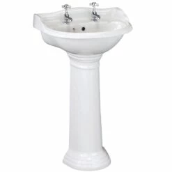 Hudson Reed Chancery 500x380 2th White Basin & Full Pedestal CRT005