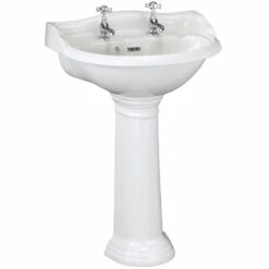 Hudson Reed Chancery 600x500 2th White Basin & Full Pedestal CRT003