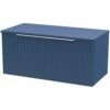 Hudson Reed Fluted Satin Blue 800mm Wall Hung Single Drawer Vanity Unit & Worktop