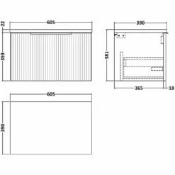 Hudson Reed Fluted Satin Green 600mm Wall Hung Single Drawer Vanity & Laminate Top -HANSGROHE Shop hudson reed fluted satin green 600mm wall hung single drawer vanity laminate top p60817 264473 image