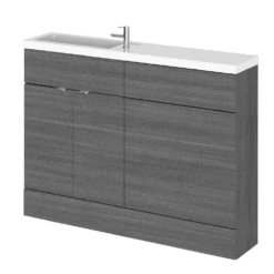 Hudson Reed Fusion Anthracite Woodgrain 1200mm WC, Cabinet & Basin Unit CBI508