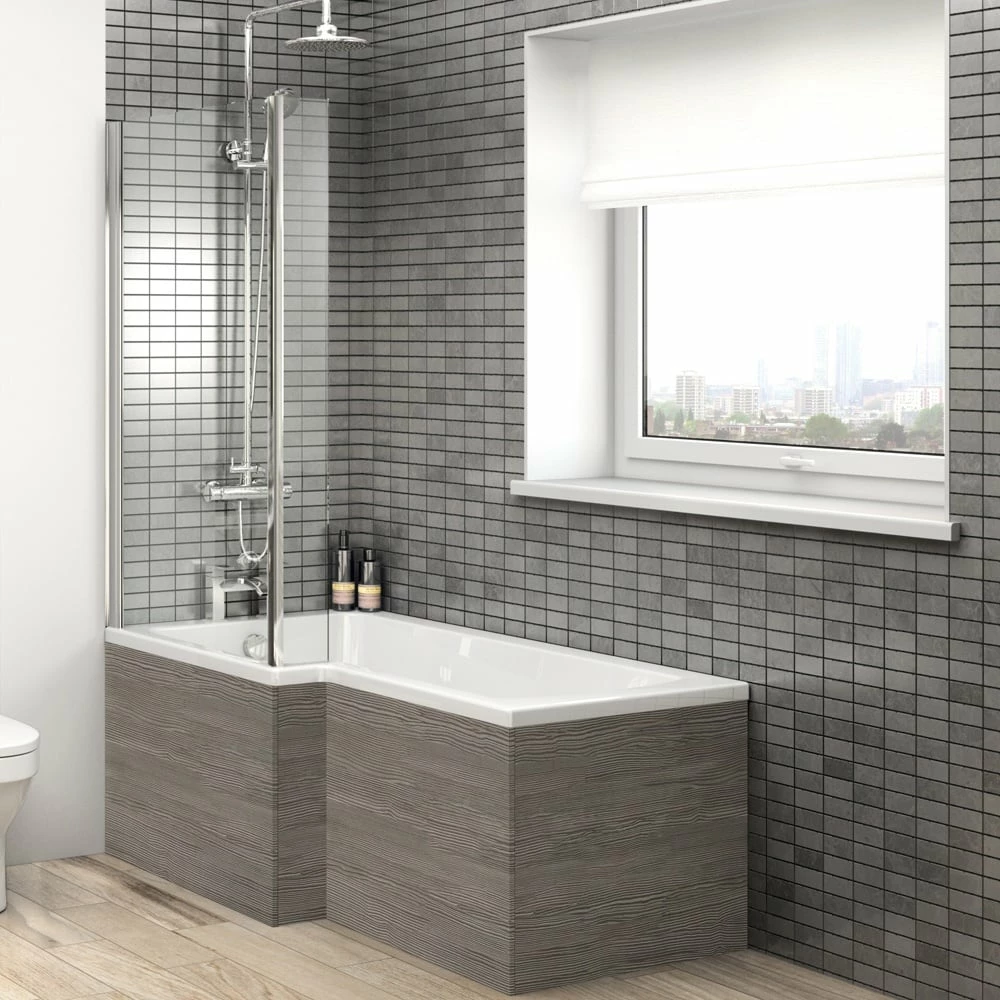 Hudson Reed Fusion Anthracite Woodgrain 700mm Shower Bath End Panel - OFF579 2 Hudson Reed Fusion Anthracite Woodgrain 700mm Shower Bath End Panel - OFF579 - Image 2