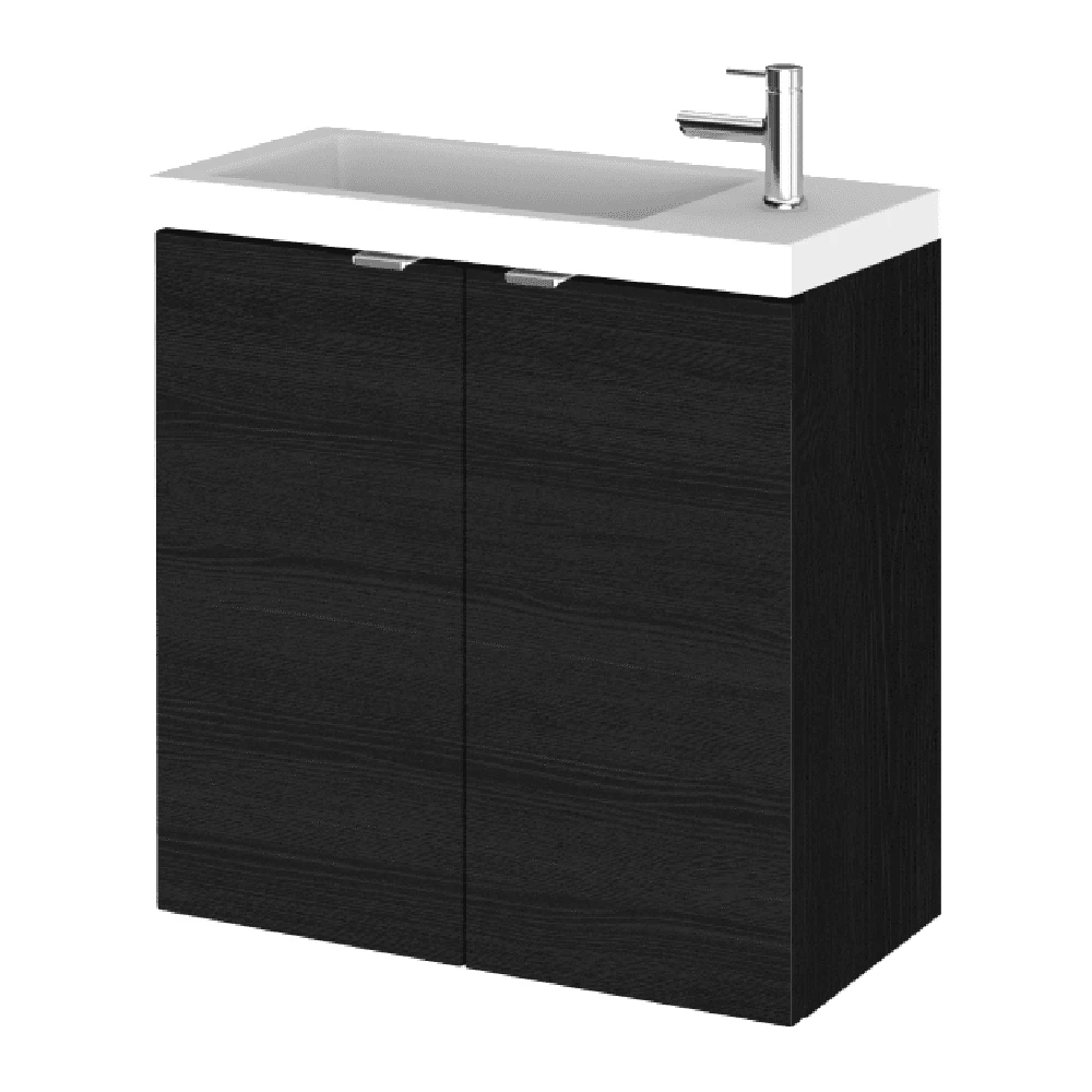 Hudson Reed Fusion Charcoal Black 500mm Wall Hung 2-Door Vanity Unit & Basin - CBI638 1 Hudson Reed Fusion Charcoal Black 500mm Wall Hung 2-Door Vanity Unit & Basin - CBI638