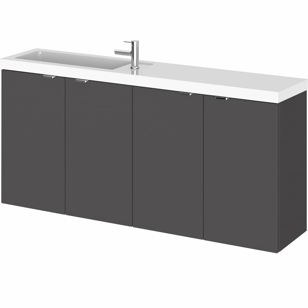 Hudson Reed Fusion Gloss Grey 1200mm Wall Hung Vanity Unit & Basin CBI935 1 Hudson Reed Fusion Gloss Grey 1200mm Wall Hung Vanity Unit & Basin CBI935
