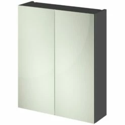 Hudson Reed Fusion Gloss Grey 600mm Mirror Unit (50/50) - OFF917