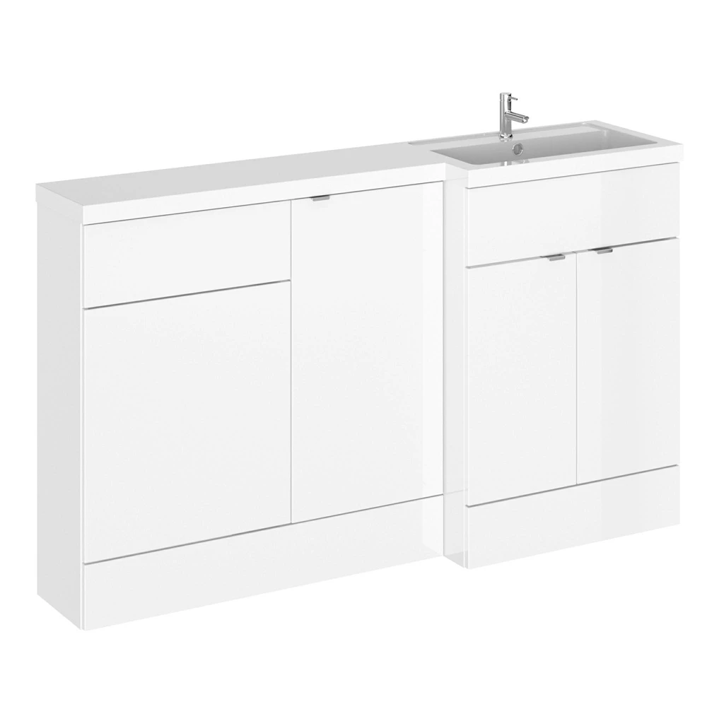 Hudson Reed Fusion Gloss White 1500mm RH Basin & WC Combination Unit CBI116 1 Hudson Reed Fusion Gloss White 1500mm RH Basin & WC Combination Unit CBI116