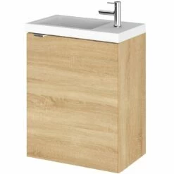 Hudson Reed Fusion Natural Oak 400mm Wall Hung Single Door Vanity Unit & Basin - CBI337