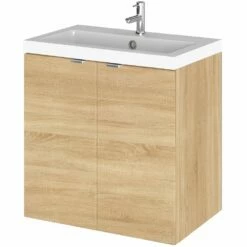 Hudson Reed Fusion Natural Oak 500mm Wall Hung 2-Door Vanity Unit & Basin - CBI340