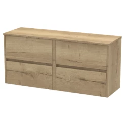 Hudson Reed Havana Autumn Oak 1200 Wall Hung 4-Drawer Vanity Unit & Worktop
