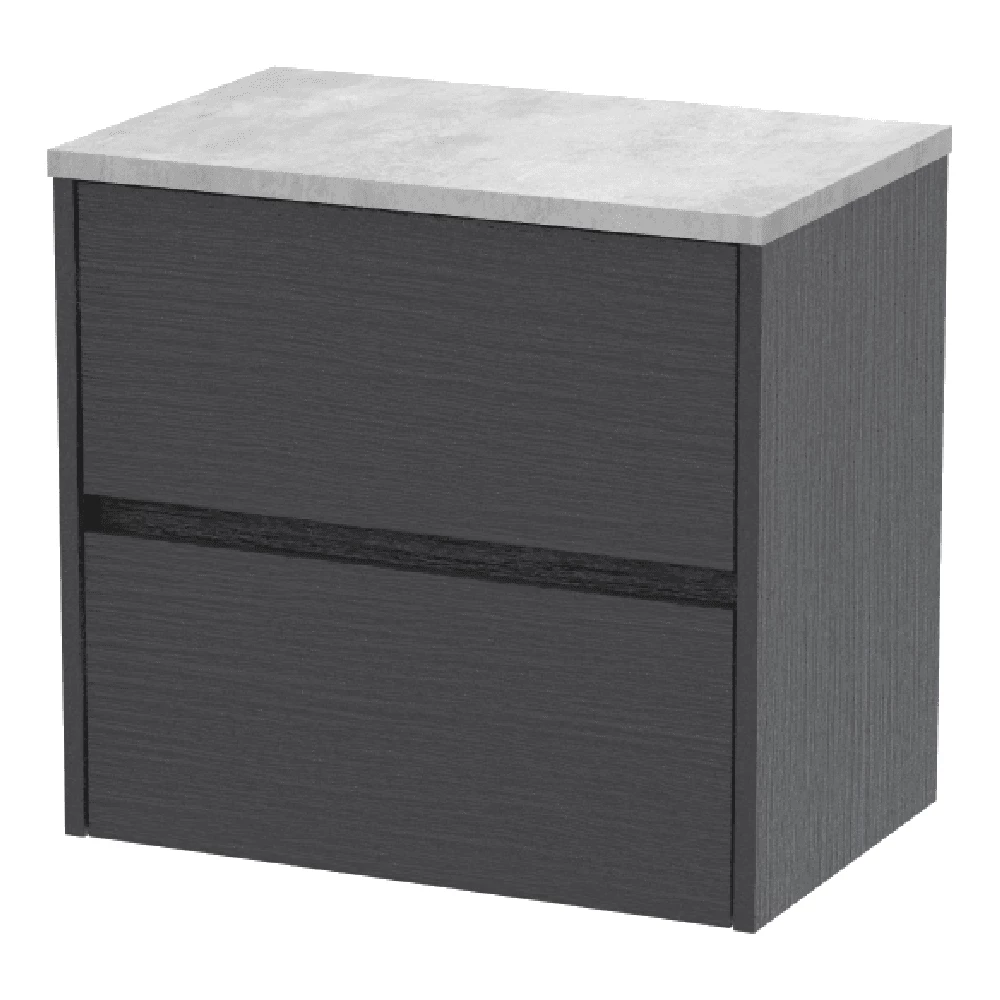 Hudson Reed Havana Graphite Grey 600 Wall Hung 2-Drawer Vanity Unit & Worktop 1 Hudson Reed Havana Graphite Grey 600 Wall Hung 2-Drawer Vanity Unit & Worktop
