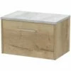 Hudson Reed Juno Autumn Oak 600mm Wall Hung Single Drawer Vanity & Laminate Top
