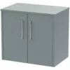 Hudson Reed Juno Coastal Grey 600mm Wall Hung 2-Door Vanity Unit & Worktop