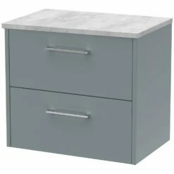 Hudson Reed Juno Coastal Grey 600mm Wall Hung 2-Drawer Vanity Unit & Laminate Top