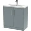 Hudson Reed Juno Coastal Grey 800mm Floor Standing 2-Door Vanity Unit & Basin 1