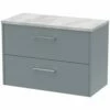 Hudson Reed Juno Coastal Grey 800mm Wall Hung 2-Drawer Vanity Unit & Laminate Top