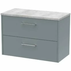 Hudson Reed Juno Coastal Grey 800mm Wall Hung 2-Drawer Vanity Unit & Laminate Top