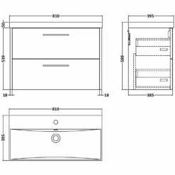 Hudson Reed Juno Coastal Grey 800mm Wall Hung 2-Drawer Vanity Unit & Laminate Top -HANSGROHE Shop hudson reed juno coastal grey 800mm wall hung 2 drawer vanity unit laminate top p60647 286678 image