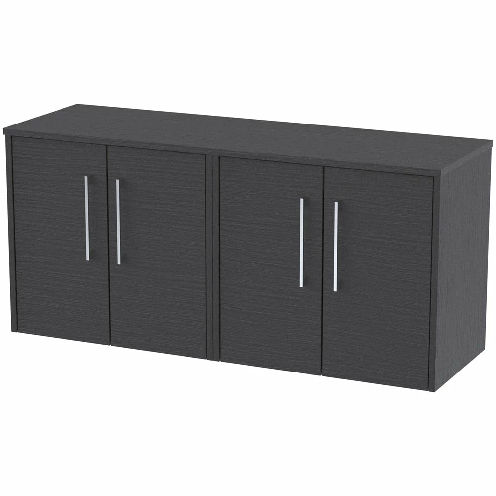Hudson Reed Juno Graphite Grey 1200mm Wall Hung 4-Door Vanity Unit & Worktop 1 Hudson Reed Juno Graphite Grey 1200mm Wall Hung 4-Door Vanity Unit & Worktop