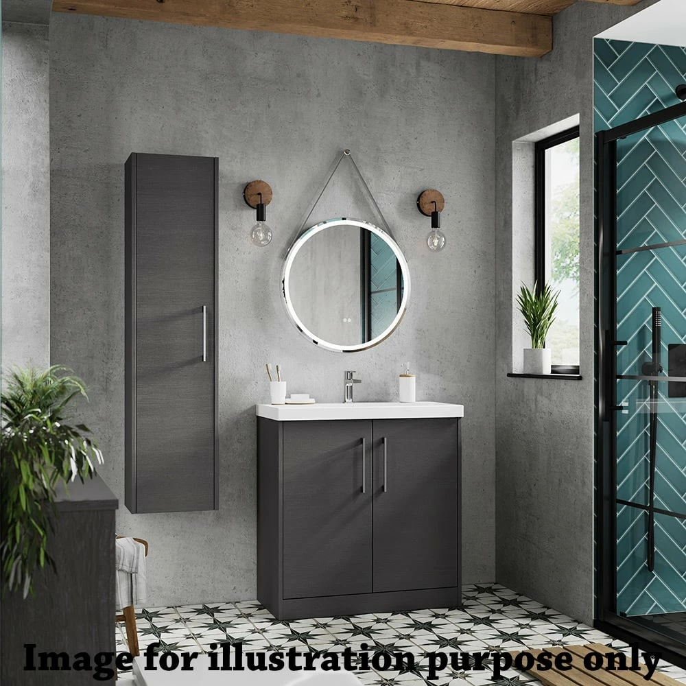Hudson Reed Juno Graphite Grey 800mm Wall Hung Single Drawer Vanity & Worktop 2 Hudson Reed Juno Graphite Grey 800mm Wall Hung Single Drawer Vanity & Worktop - Image 2