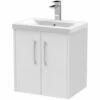 Hudson Reed Juno White Ash 500mm Wall Hung 2-Door Vanity Unit & Basin 1