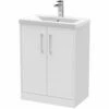 Hudson Reed Juno White Ash 600mm Floor Standing 2-Door Vanity Unit & Basin 1