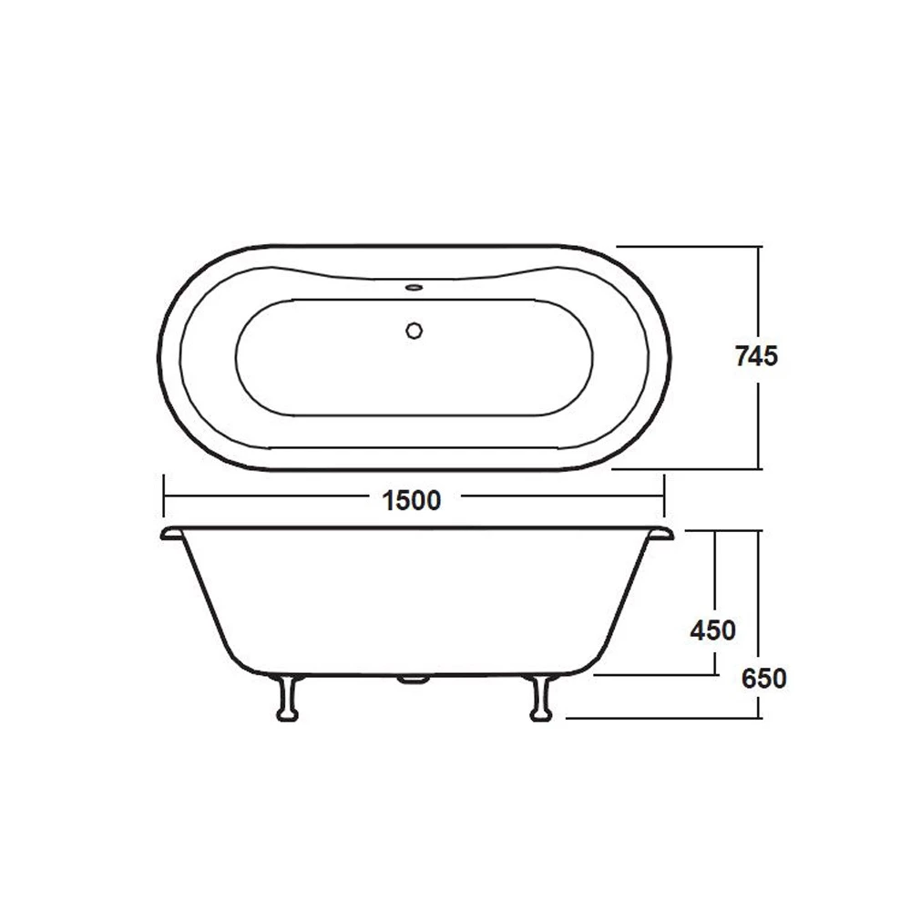 Hudson Reed Kingsbury 1500mm Double Ended Freestanding Bath & Deacon Leg Set 6 Hudson Reed Kingsbury 1500mm Double Ended Freestanding Bath & Deacon Leg Set - Image 6