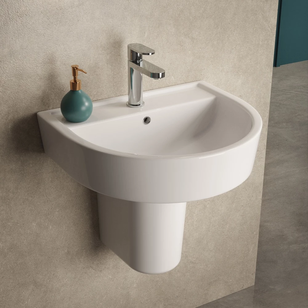 Hudson Reed Luna 520x450 1th White Basin & Semi Pedestal CMA005 2 Hudson Reed Luna 520x450 1th White Basin & Semi Pedestal CMA005 - Image 2