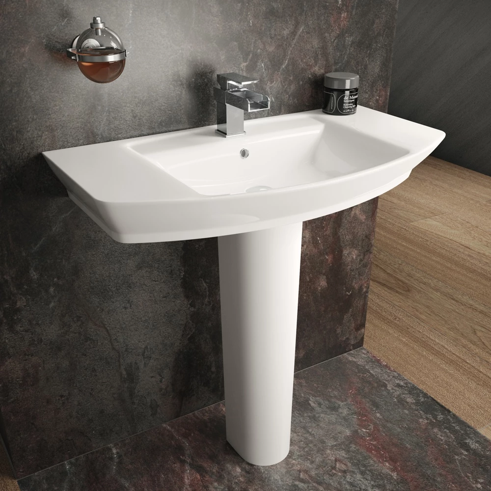 Hudson Reed Maya 550x465 1th White Basin & Full Pedestal 2 Hudson Reed Maya 550x465 1th White Basin & Full Pedestal - Image 2