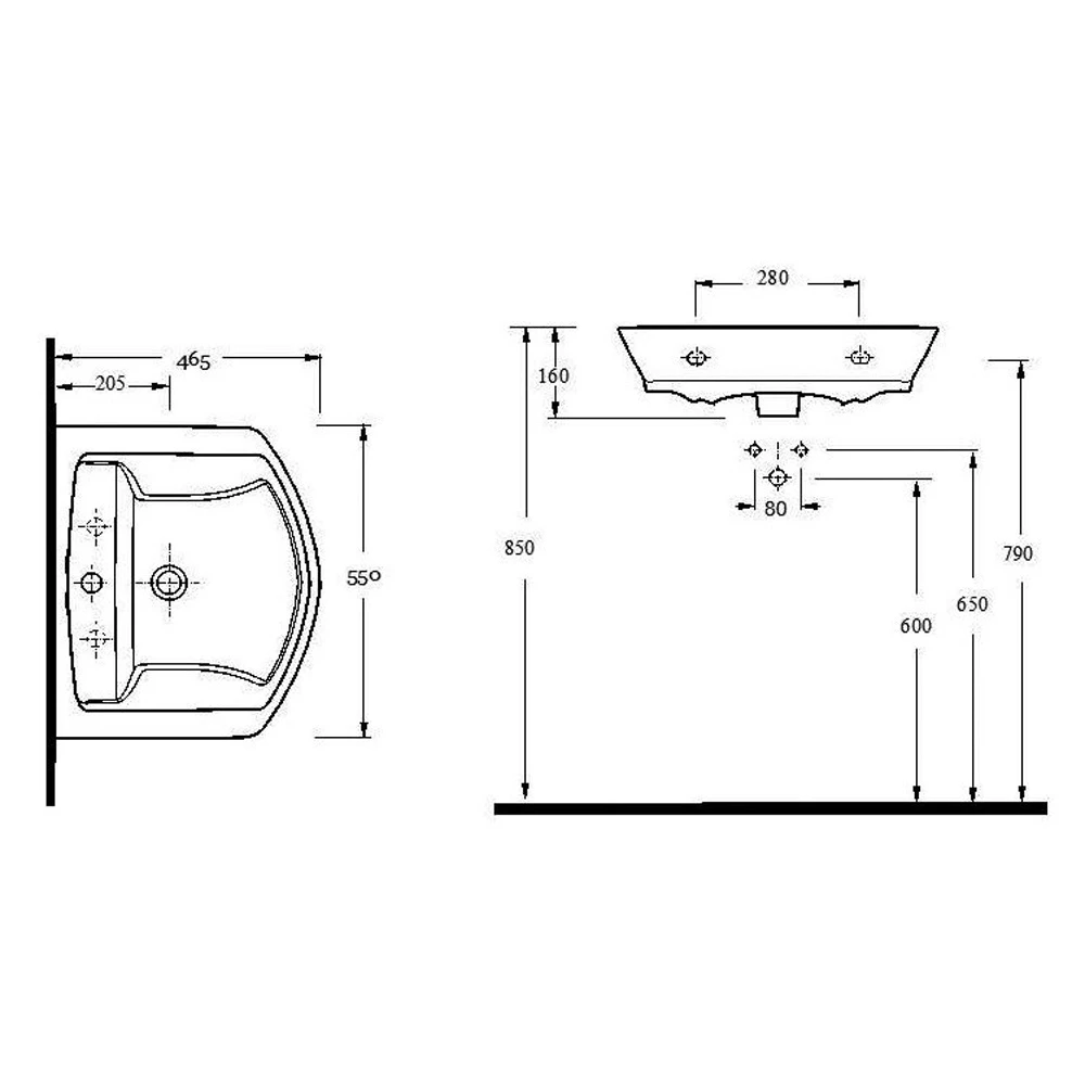 Hudson Reed Maya 550x465 1th White Basin & Semi Pedestal 3 Hudson Reed Maya 550x465 1th White Basin & Semi Pedestal - Image 3