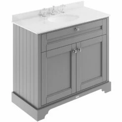 Hudson Reed Old London Storm Grey 1000mm White Marble & 3TH Basin Vanity - LOF280