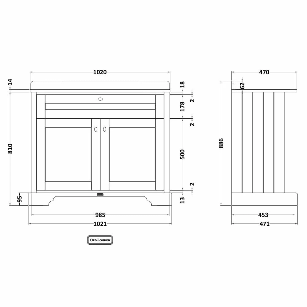 Hudson Reed Old London Storm Grey 1000mm White Marble & 3TH Basin Vanity - LOF280 3 Hudson Reed Old London Storm Grey 1000mm White Marble & 3TH Basin Vanity - LOF280 - Image 3