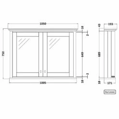 Hudson Reed Old London Storm Grey 1050mm Mirror Cabinet LON217 -HANSGROHE Shop hudson reed old london storm grey 1050mm mirror cabinet lon217 p33152 161799 image