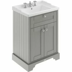 Hudson Reed Old London Storm Grey 600mm Floor Standing Vanity & 3TH Basin LOF233