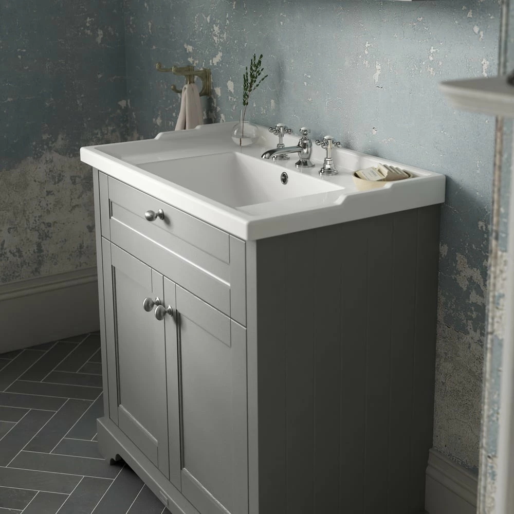 Hudson Reed Old London Storm Grey 600mm Floor Standing Vanity & 3TH Basin LOF233 2 Hudson Reed Old London Storm Grey 600mm Floor Standing Vanity & 3TH Basin LOF233 - Image 2