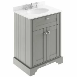 Hudson Reed Old London Storm Grey 600mm Grey Marble & 3TH Basin Vanity LOF226