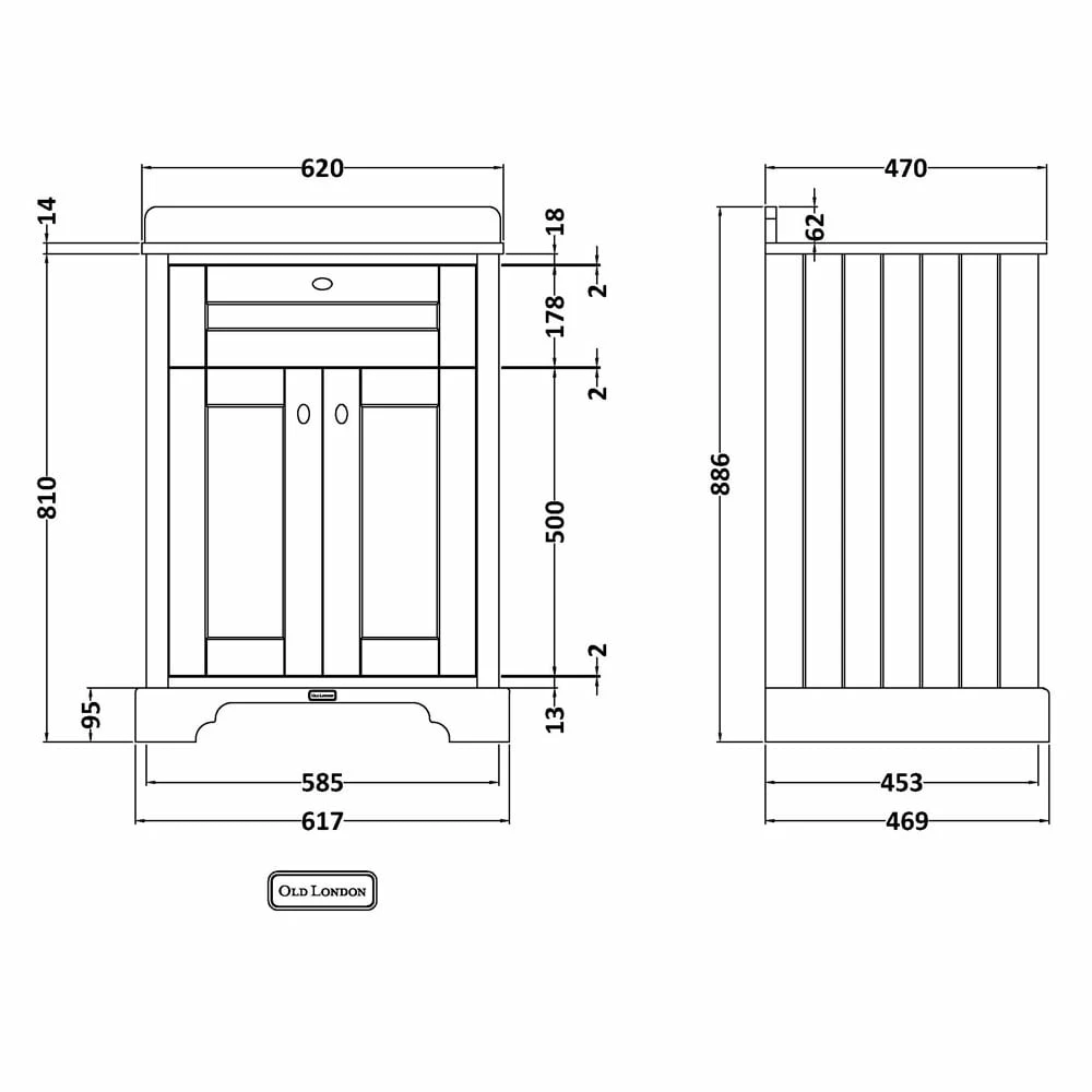 Hudson Reed Old London Storm Grey 600mm Grey Marble & 3TH Basin Vanity LOF226 3 Hudson Reed Old London Storm Grey 600mm Grey Marble & 3TH Basin Vanity LOF226 - Image 3