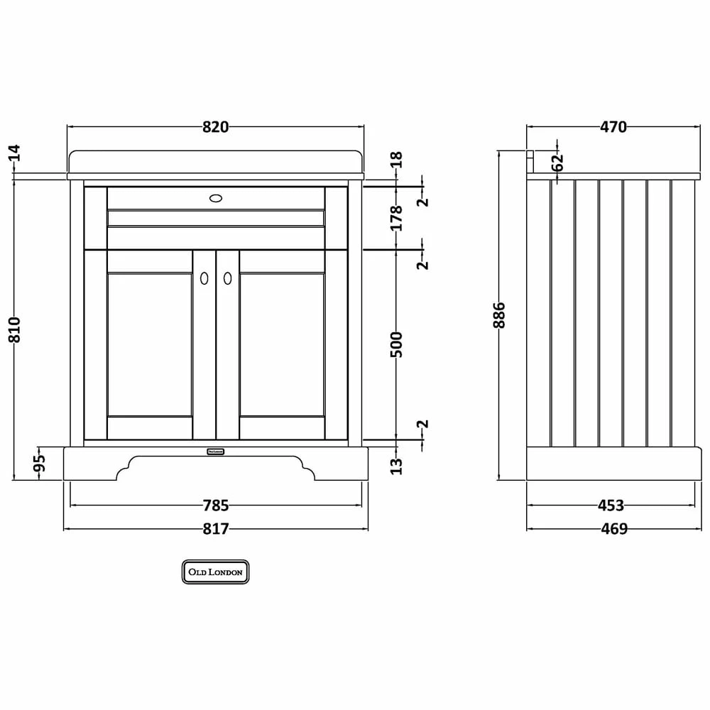 Hudson Reed Old London Storm Grey 800mm Grey Marble & 1TH Basin Vanity LOF229 3 Hudson Reed Old London Storm Grey 800mm Grey Marble & 1TH Basin Vanity LOF229 - Image 3