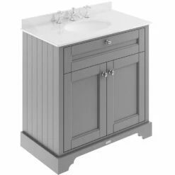 Hudson Reed Old London Storm Grey 800mm White Marble & 3TH Basin Vanity LOF231