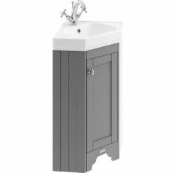Hudson Reed Old London Storm Grey Corner Floor Standing Vanity & 1TH Basin