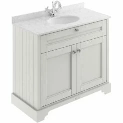 Hudson Reed Old London Timeless Sand 1000mm Carrara White Marble & 1TH Basin Vanity - LOF478
