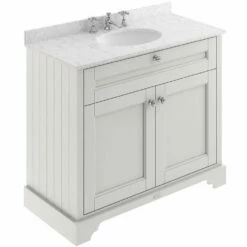 Hudson Reed Old London Timeless Sand 1000mm Carrara White Marble & 3TH Basin Vanity - LOF481